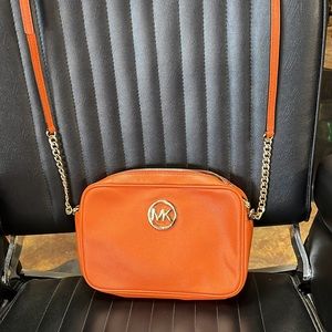 Michael Kors orange gold chain purse